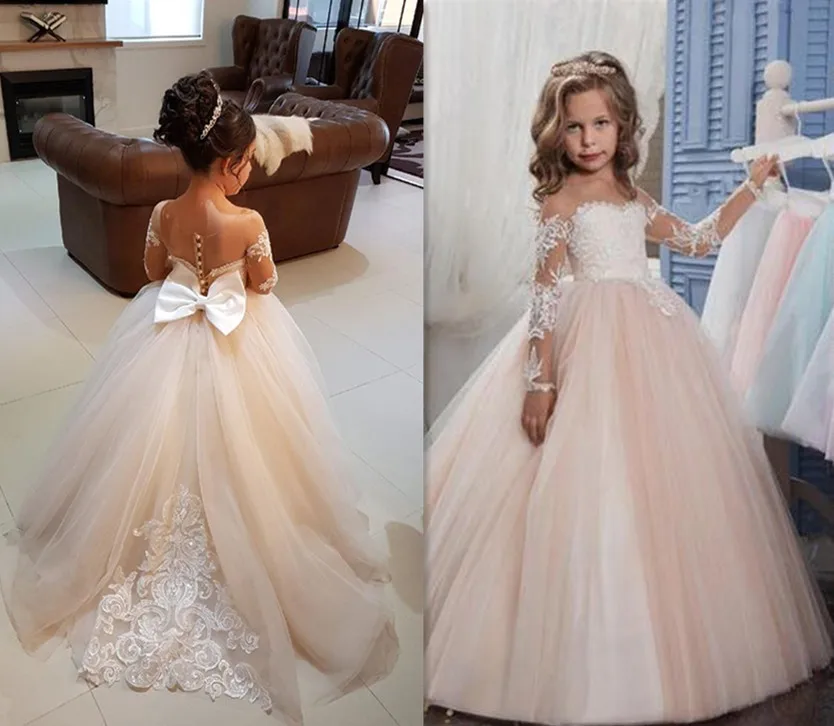 Flower girl dresses ivory champagne