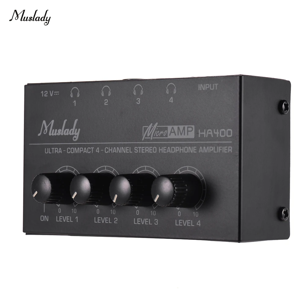 Muslady HA400 4 канальный усилитель для наушников ультра-компактный аудио стерео усилитель для наушников с адаптером питания