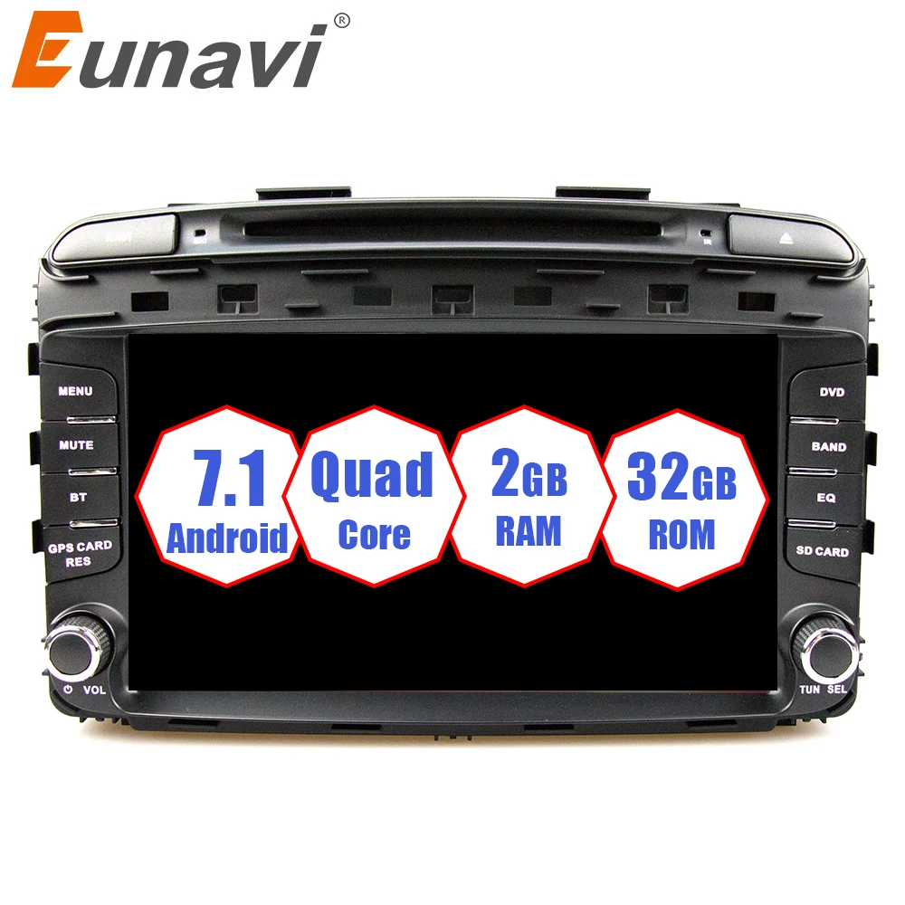 Eunavi 8'' Android 7.1 Car GPS DVD Player for Kia Sorento 2015 2016 GPS Navigation With Radio
