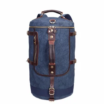 

Men's Canvas Cowhide Leather Cotton Bag Rucksack Mountaineering Book School Casual Large Capacity Travel Handbag Tote