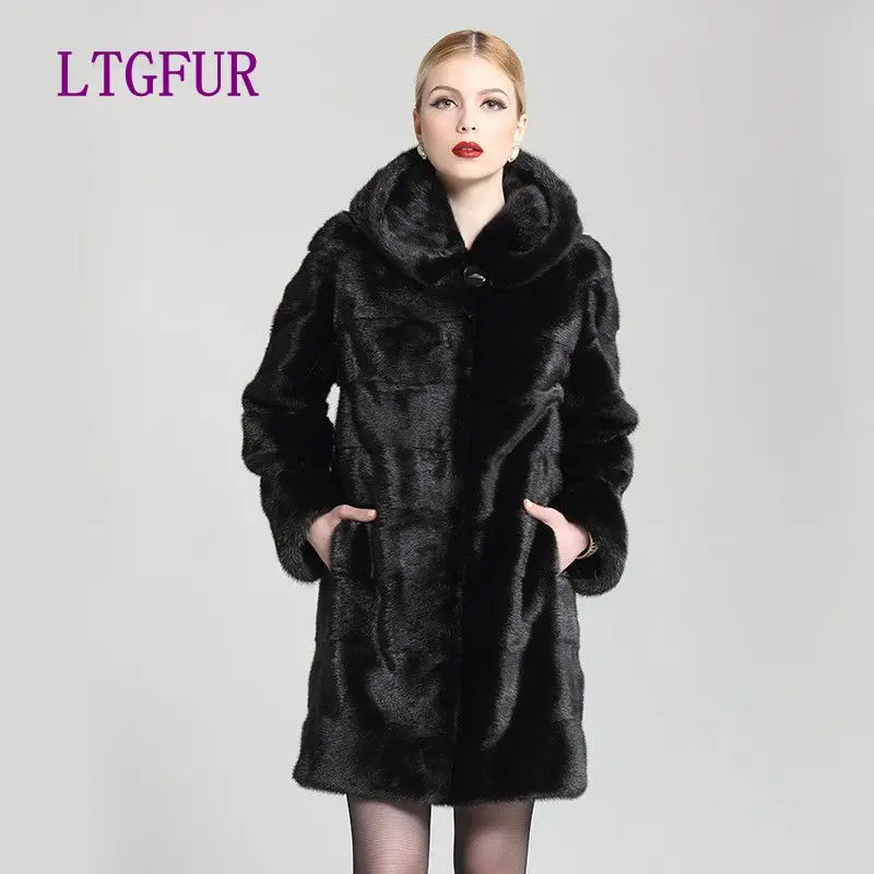 LTGFUR натуральный мех женские шубы Популярные тонкие Шубы из меха норки