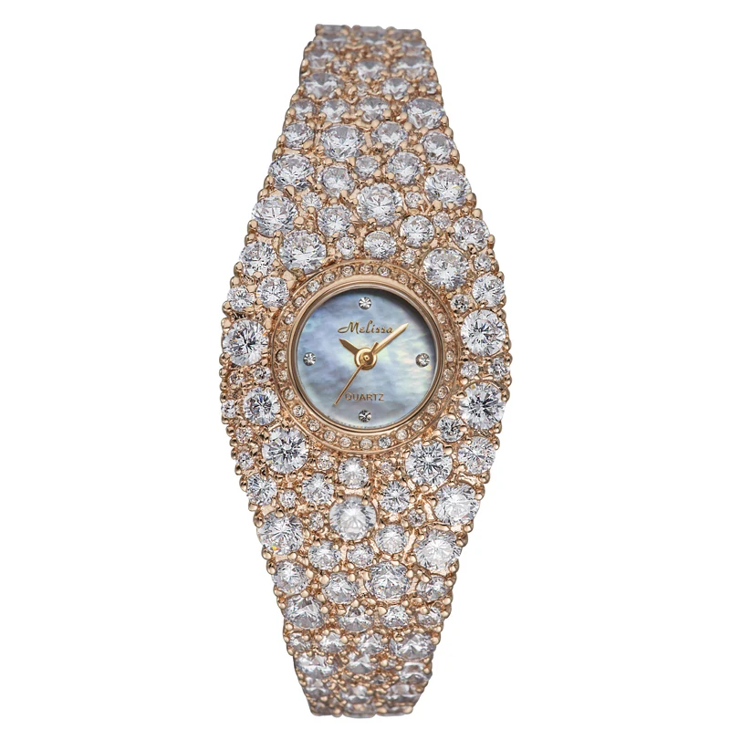Top Melissa Lady Wrist Watch Japan Quartz Fashion Women Dress Bracelet Rhinestone Shell Luxury Crystal Party