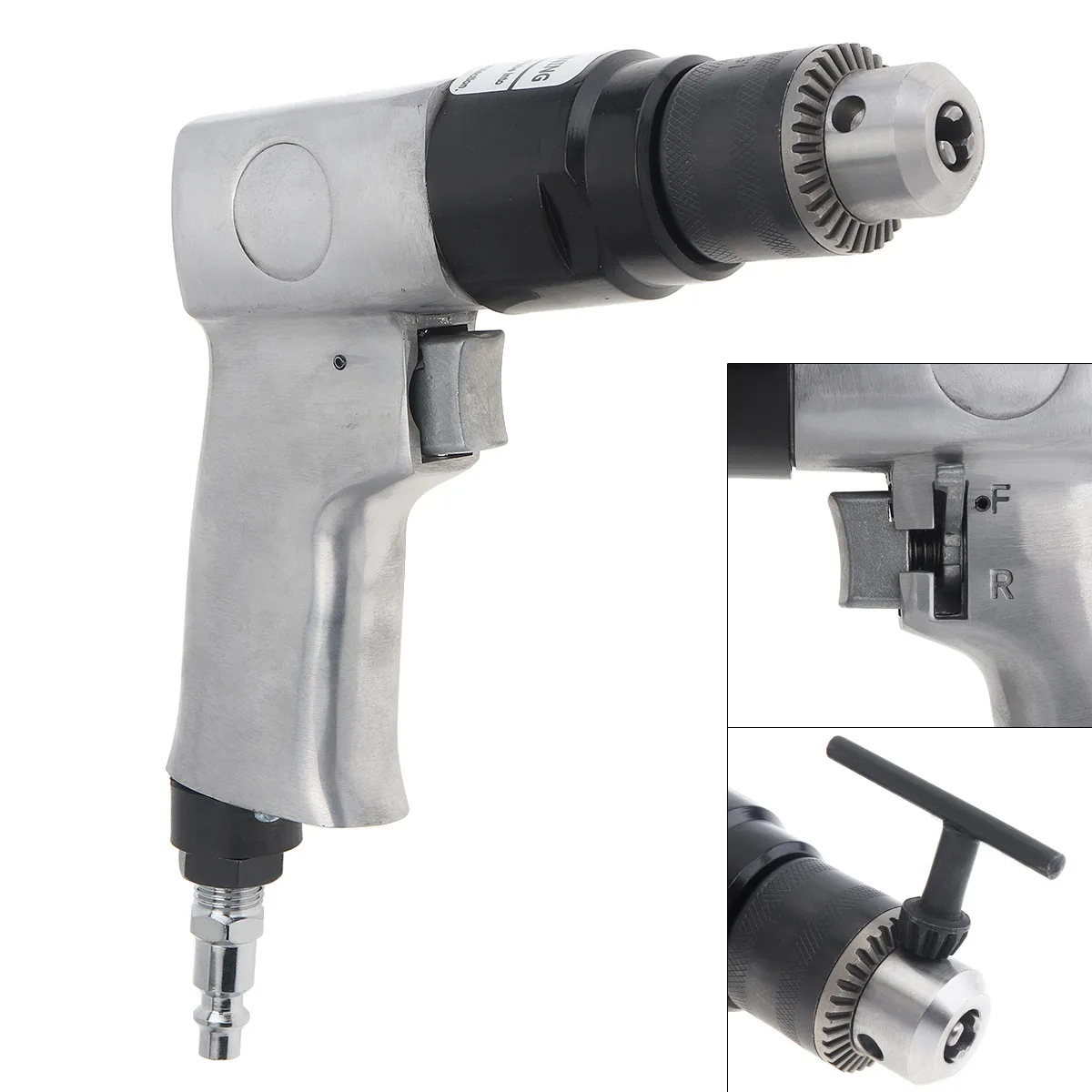 

1/4" 1700rpm High-speed Positive Reversal Pistol-type Pneumatic Gun Drill with Chuck Wrench and Bayonet Quick Connector