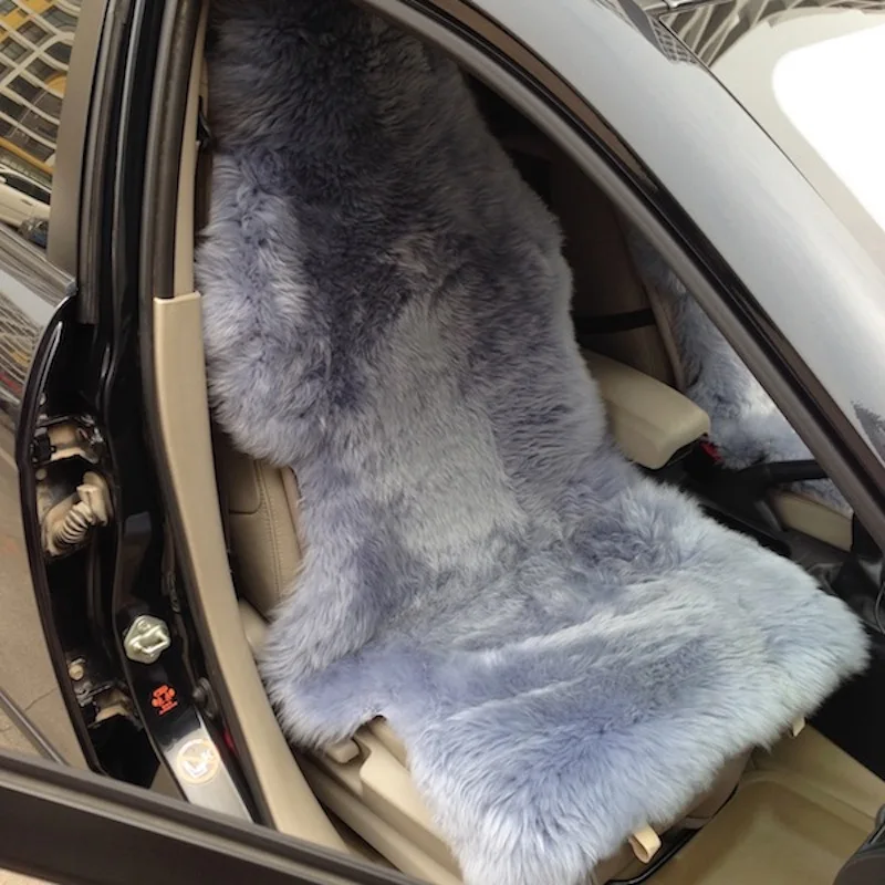 Buy 1 Pair Gray Deluxe Long Hair Sheepskin Car Seat