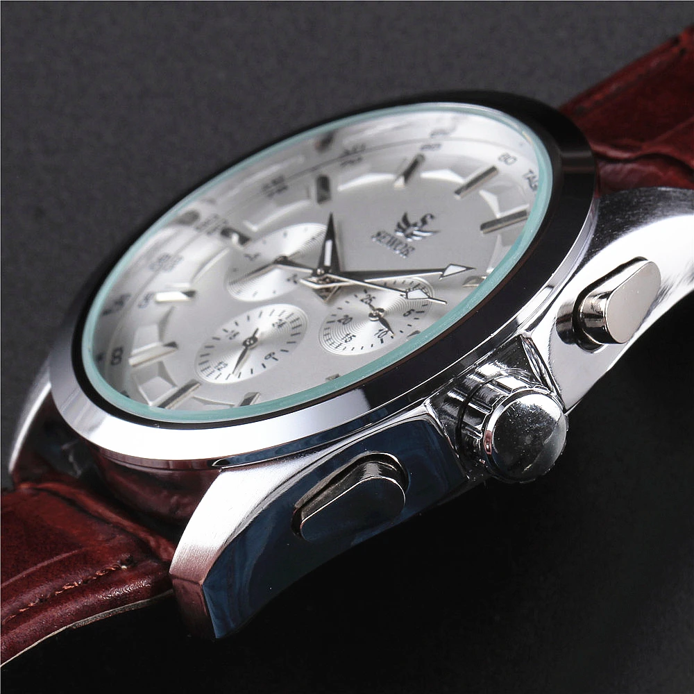 Горячая Распродажа Sewor модные часы с календарем и датой многофункциональные Мужские часы с кожаным ремешком в подарок механические Автоматические наручные часы 8275