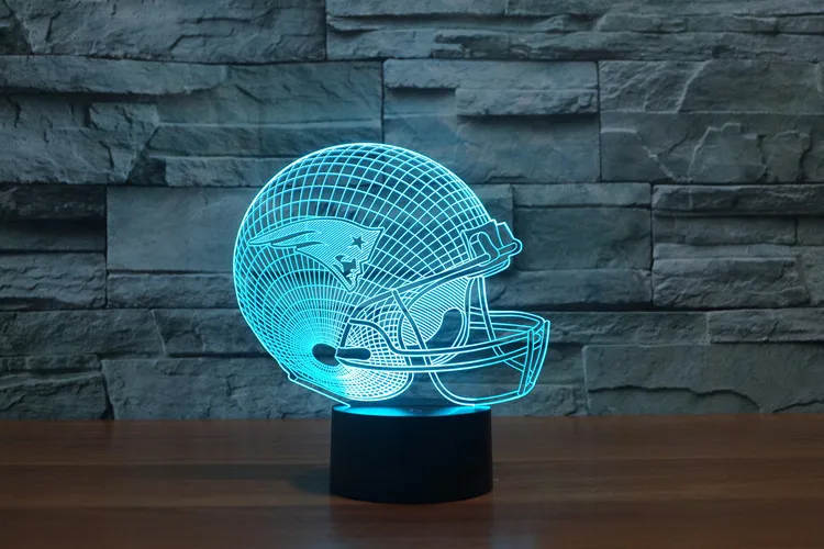 

New England Patriots Logo Team Collection 3D Football Helmet Visual Lamp Home Decor LED Table Lamp Night light Drop Ship