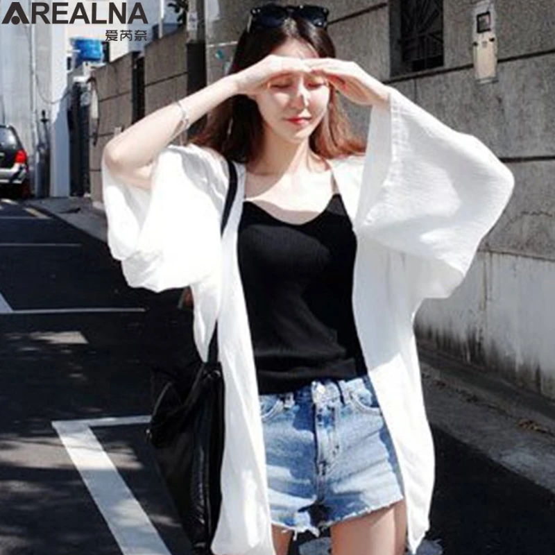 

Harajuku kimono cardigan Shawl coat 2019 vintage casual summer chiffon sun protection women's clothing outerwear blouse