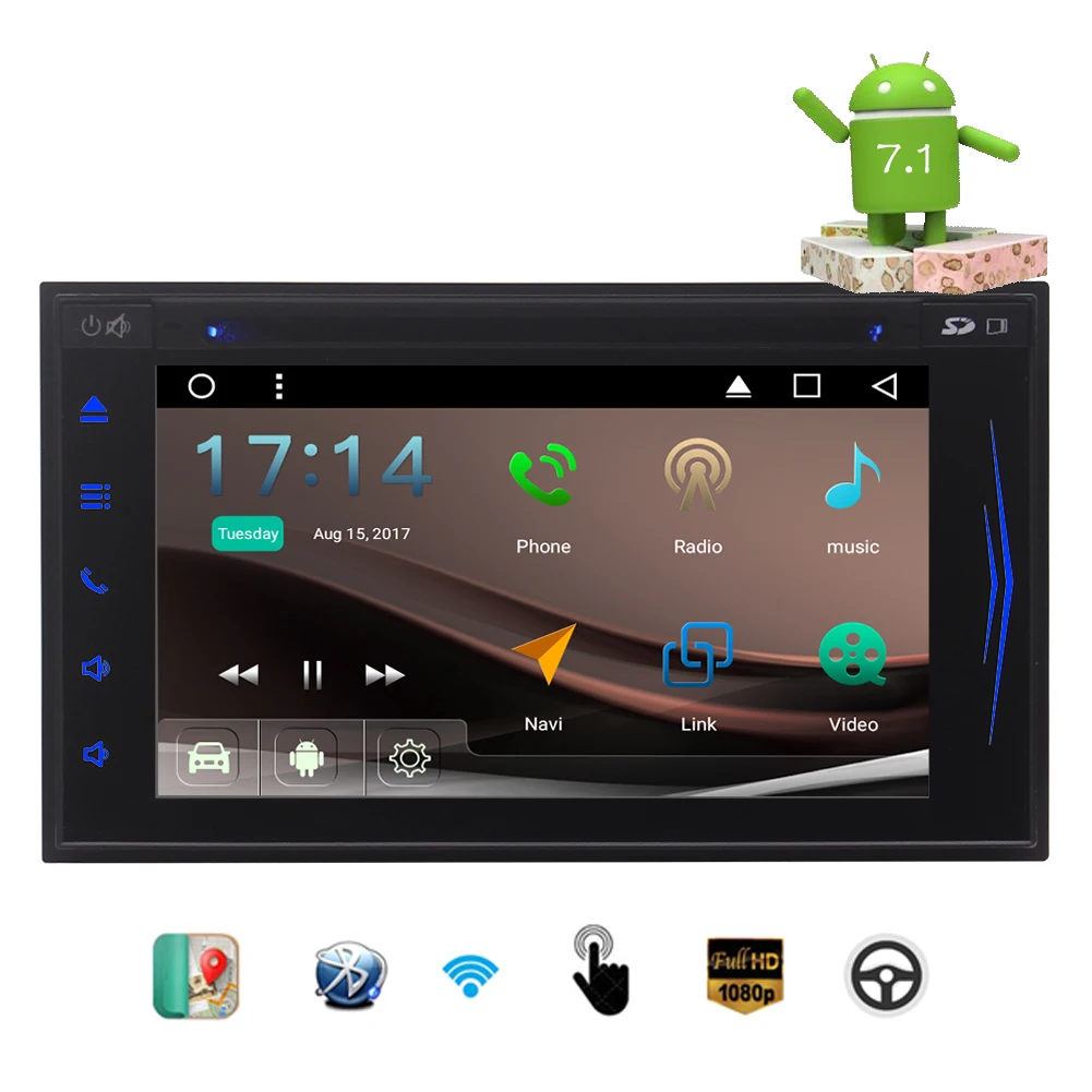 Discount Android 7.1 Nougat System Car DVD Player Octa-core 2G RAM 32G ROM GPS Car Stereo 7" Capacitive Touchscreen Bluetooth Wifi Radio 2
