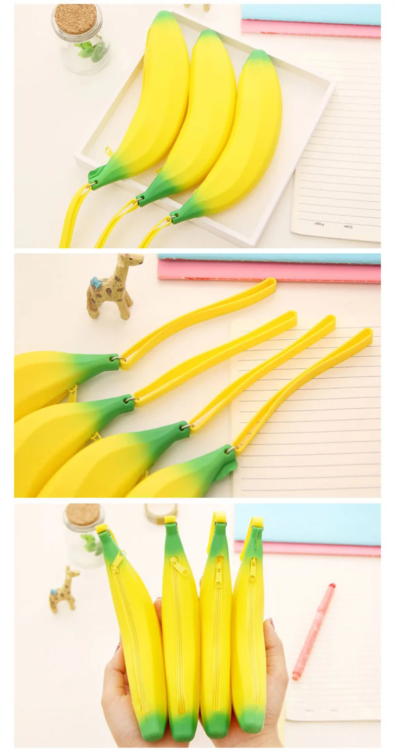 Cute Coin Purse Banana Pencil Case Kawaii Bag Silicone Purse Children's Purses For Kids Yellow Ulrica Coin Bags For Women Funny (10)
