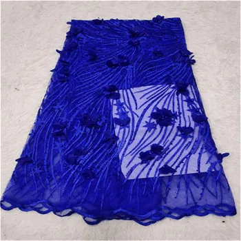 

Nigerian Lace Fabrics for Wedding 2019, African French Lace Fabric High Quality 3D beads Royal Blue,Pink Handwork Lace Applique