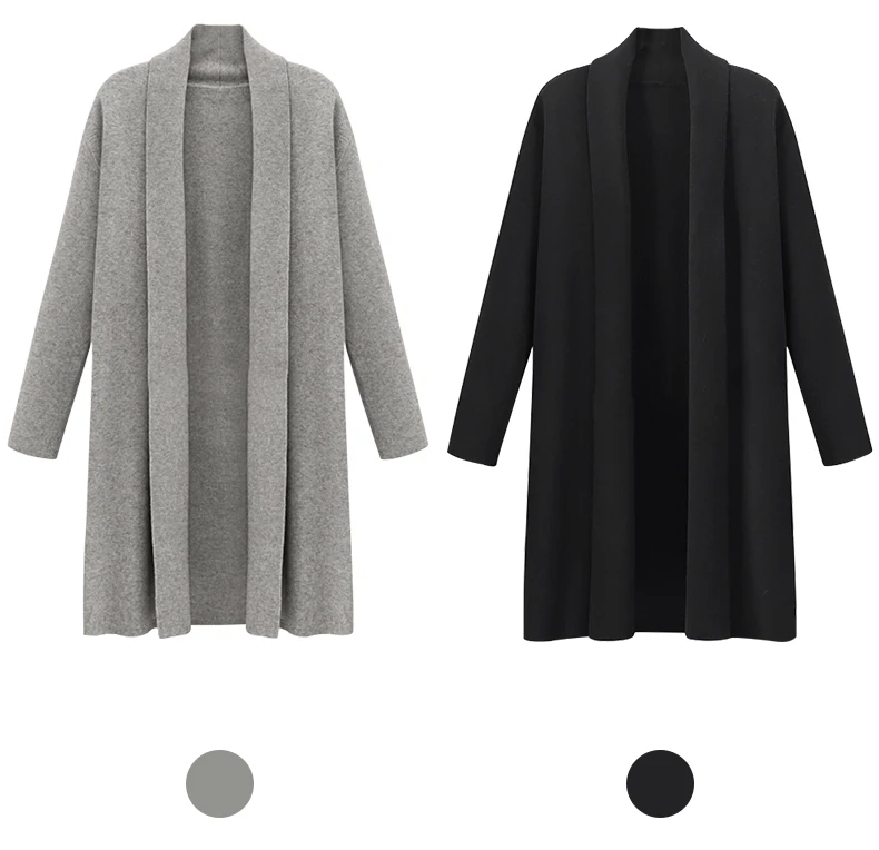 Autumn Winter Plus size XL-5XL Women Sweaters Knitwear Solid Long Sleeve Cardigans Knitted Sweater Open stitch Coat (9)