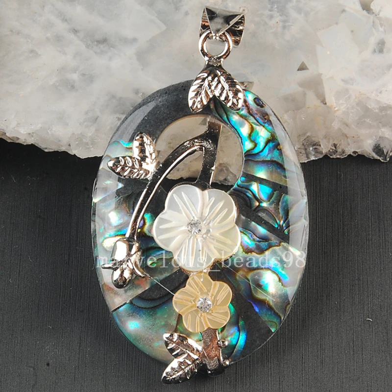 Free Shipping Beautiful jewelry 30x48mm New Zealand Abalone Shell Oval