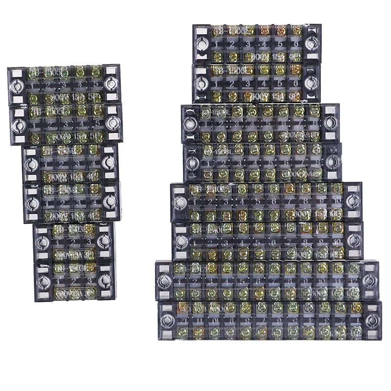 New 2Pcs Useful Dual Row Strip Screw Terminal Block 15A 600V Fixed Wiring Board Wire Connector Hot Sale