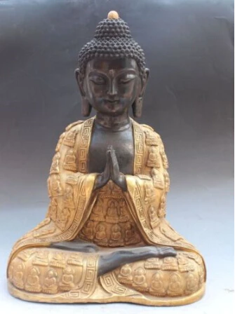 

RHS0106 18"Tibet Buddhism Temple Bronze Gilt Tathagata Shakyamuni Amitabha Buddha Statue