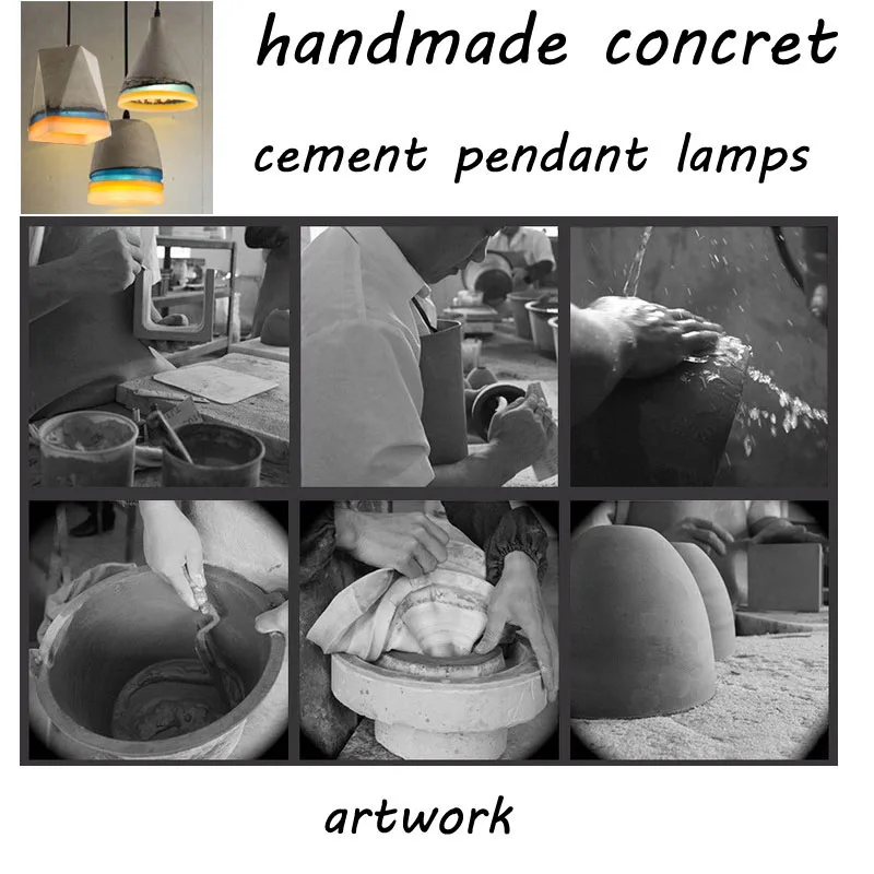 Contemporary Concrete Pendant Light Hanging Vintage Creative Cement Pendant Lamp E27 E26 Socket Drop Lighting For Restaurant Bar (2)