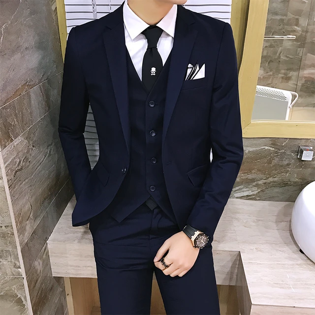 Chaqueta de esmoquin para hombre, traje elegante de 3 piezas, color caqui y gris, ropa de negocios moderna fumadores, trajes formales, 2019 - AliExpress