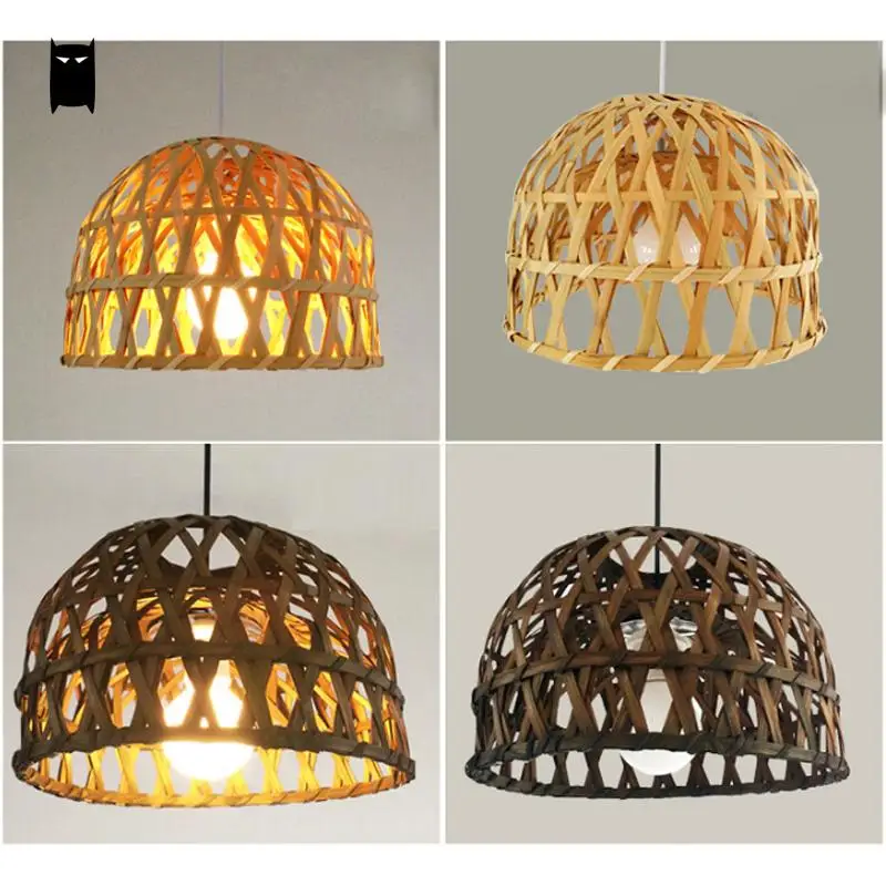 Round Natural Coffee Bamboo Wicker Rattan Basket Pendant Light Round Natural Coffee Bamboo Wicker Rattan Basket Pendant Light Fixture Rustic Country Aisan Anese Vintage Hanging Lamp Abajur In Lights From