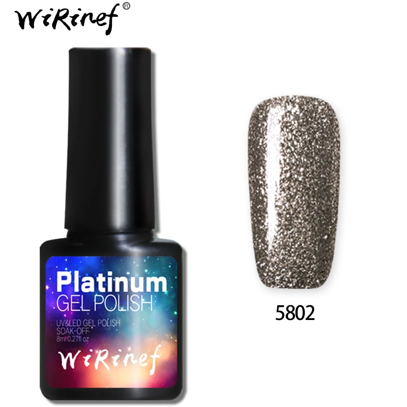 WiRinef 8 мл 1 шт 3D Блеск Платиновый УФ и светодиодный Гель-лак для ногтей Полупостоянный цветной Сияющий впитывающий Гель-лак - Цвет: 5802