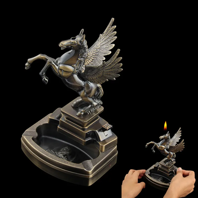 

Creative Personality Horse Shape Metal Ashtray Lighter Tobacco Tray Holiday Gifts Christmas Gifts Craft Gifts Decorations