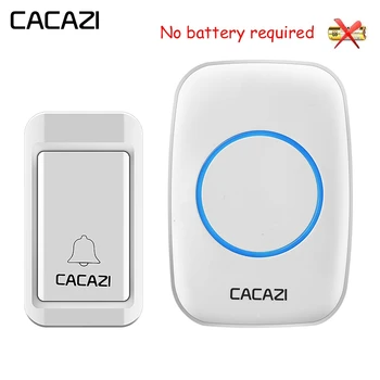 

CACAZI House Self-powered Wireless Doorbell No Battery Waterproof Button LED Light Home Cordless Bell Receiver 120M Remote