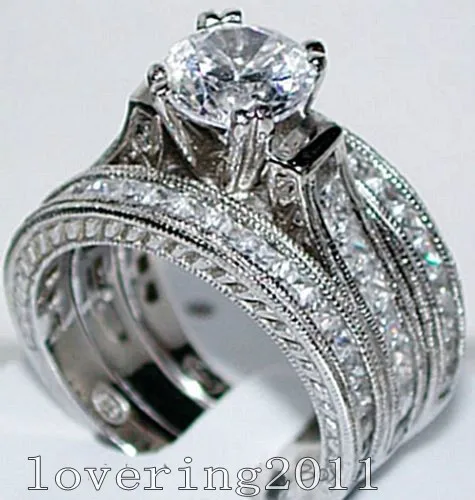 choucong vintage jewelry 6mm stone 5a zircon stone 14kt white gold filled 3 wedding band ring set sz 5 11 gift - Vintage Wedding Rings Sets choucong vintage jewelry 6mm stone 5a zircon stone 14kt white gold filled 3 wedding band ring set sz 5 11 gift - Vintage Wedding Rings Sets