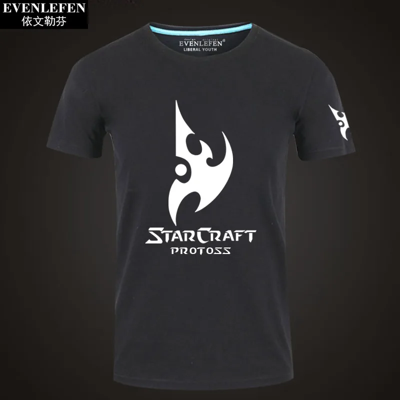 StarCraft 2 Protoss Zerg футболка с коротким рукавом мужская игровая хлопковая с полурукавом Студенческая Большая одежда летняя - Цвет: Black3