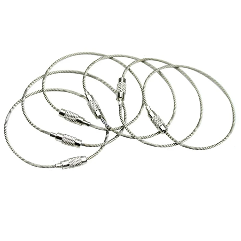 20pcs Screw Locking Keychain Cable Rope Key Holder Keyring Key Chain