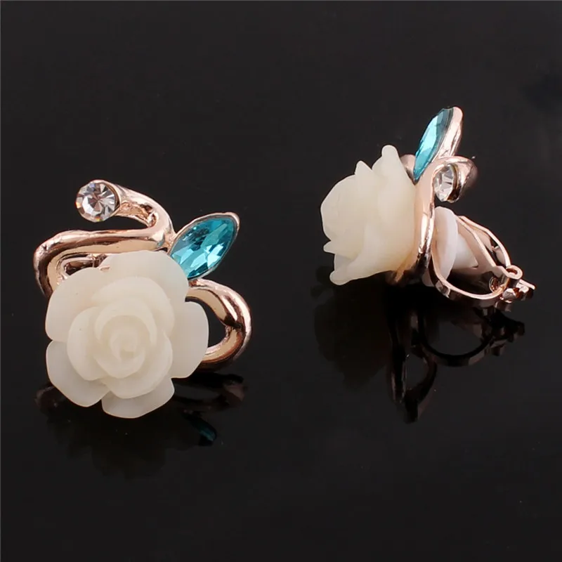 elegant flower shape clip on earrins for women fine jewelry  (5)