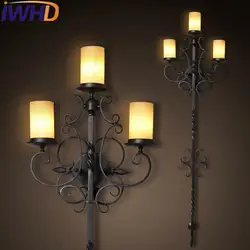 Iwhd 3 головки Стекло wandlamp Лофт индустриально Ретро светодиодный светильник настенный Освещение светильники железа бра Настенные