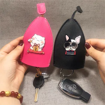 

French Buldog key cap cute dog Key Wallet chain Holder Organizer Bag Female Car Key Housekeeper keyrings for women KeychainCase