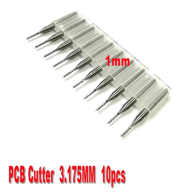 

10pcs 1.0mm PCB end mills Carbide Tools, CNC Cutting Bits, Millinging Cutters Kit for Engraving Mill Machine