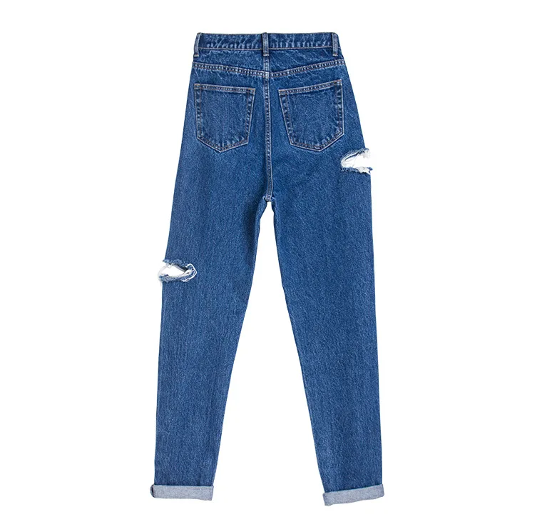 Jeans fashion high waist BF street style broken copper casual jeans ladies trousers (14)