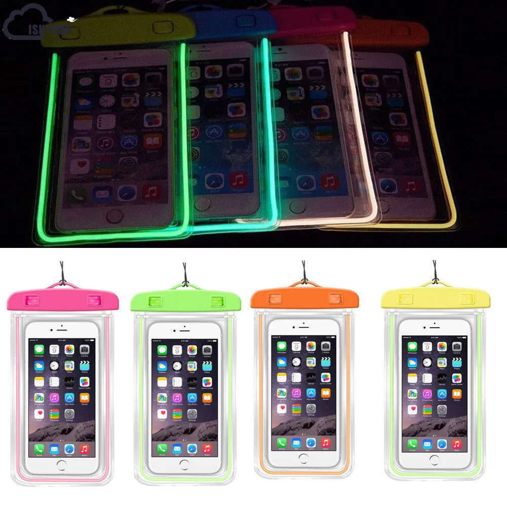 ISKYBOB Горячая светящийся яркий водонепроницаемая сумка-чехол пакет сухой Чехол для вашего телефона