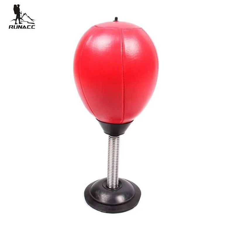 

RUNACC Desktop Punching Ball Suction Freestanding Reflex Boxing Bag Punching Pedestal Ball With Free Inflator Red