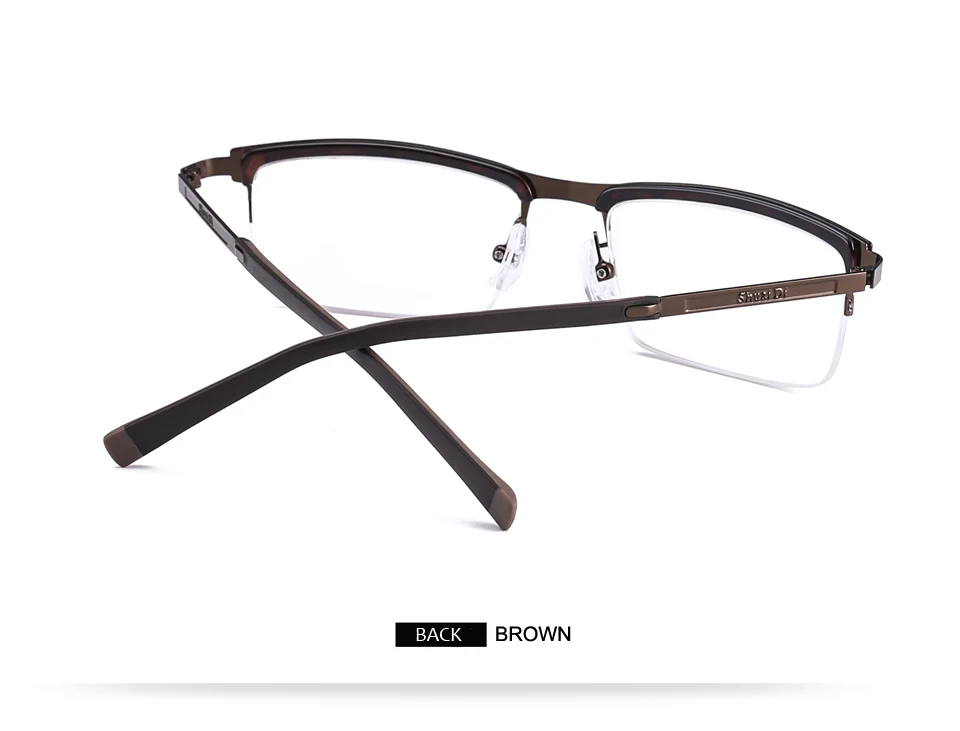 Для мужчин коричневый половины очки для чтения Нержавеющая сталь кадров Смола линзы очки для чтения Антивозрастная пресбиопические очки