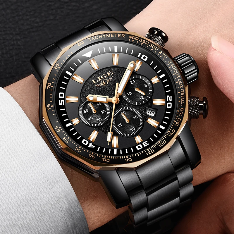 Relogio Masculino 2019 New LIGE Mens Watches Top Brand Luxury Men's Waterproof Military Sports Watch Men All Steel Quartz Clock