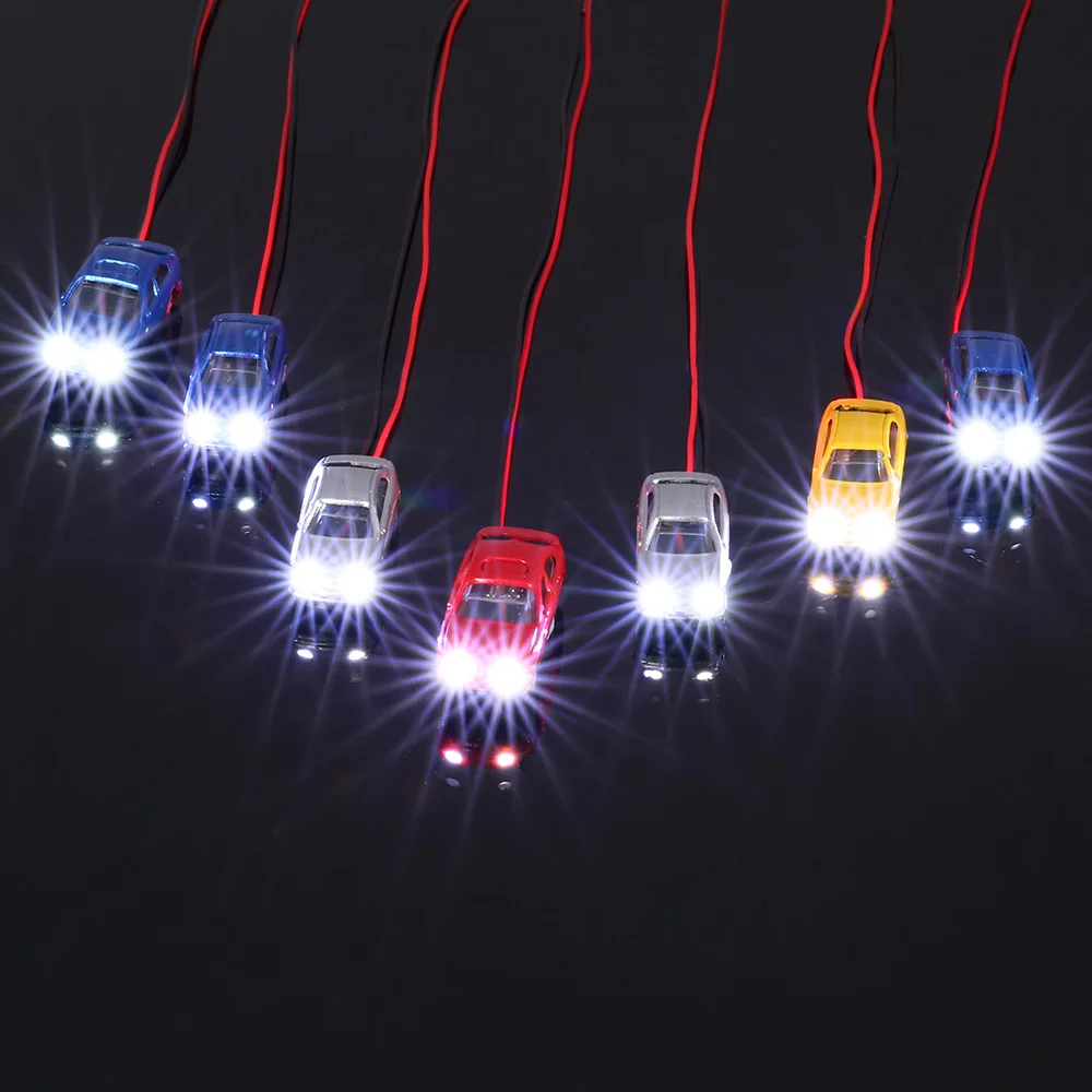 10Pcs Flaring Light Model Cars 1150 Scale Painted Head Light Model Car