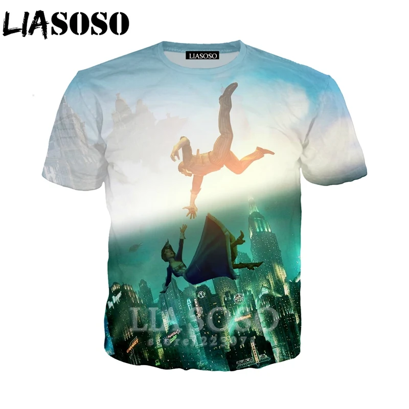 

LIASOSO Summer New Men Women Sweatshirt 3D Print Video Game BioShock Infinite T Shirt Fashion Short Sleeve Top Pullover B068