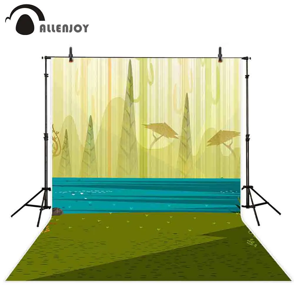 Allenjoy фон для фотосъемки AI формат Зеленый Форрест Голубое озеро силуэт фон фотобудка для фотосессии студия стрелять ткань