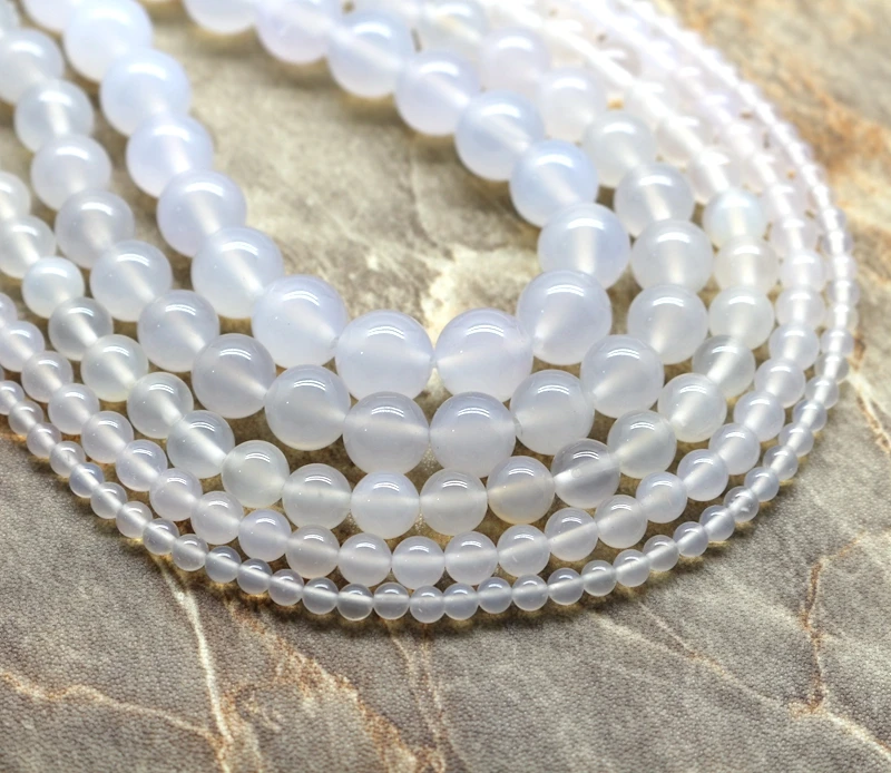 

White Natural Stone Carnelian Beads Top Quality Round Loose Pearl Bead 4/6/8/10/12 MM Handmade Jewelry Bracelet Making DIY