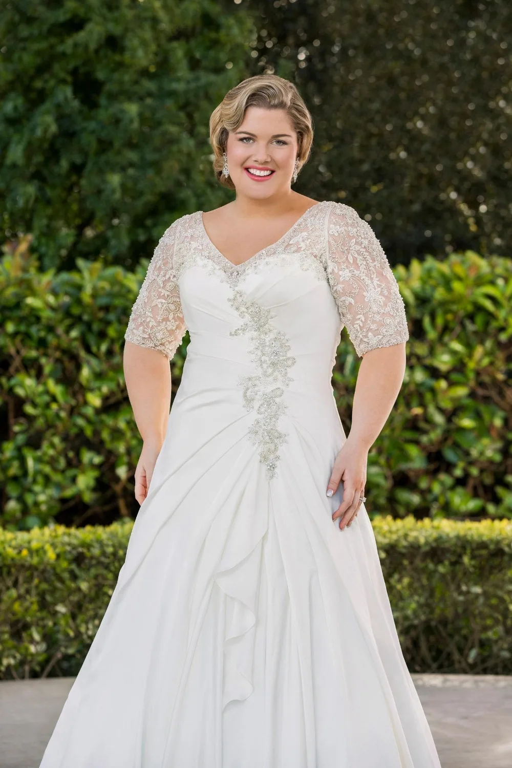 new-v-neck-a-line-wedding-dresses-with-half-sleeves-2014-long-princess-chiffon-bridal-gowns-plus-size-w1352-crystal-handmade-top-selling-hot