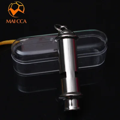 

Outdoor Survival Whistle Silver Metal with Neck Chain Lanyard Police Bobby Lifesaving Judge Security Military Whistles Wholesale