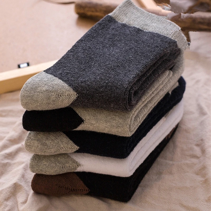 

Winter Warm socks men Fleece Thick Men Socks Cotton High Quality Business Casual Dress Crew Sock Breathable Tube 1pairs