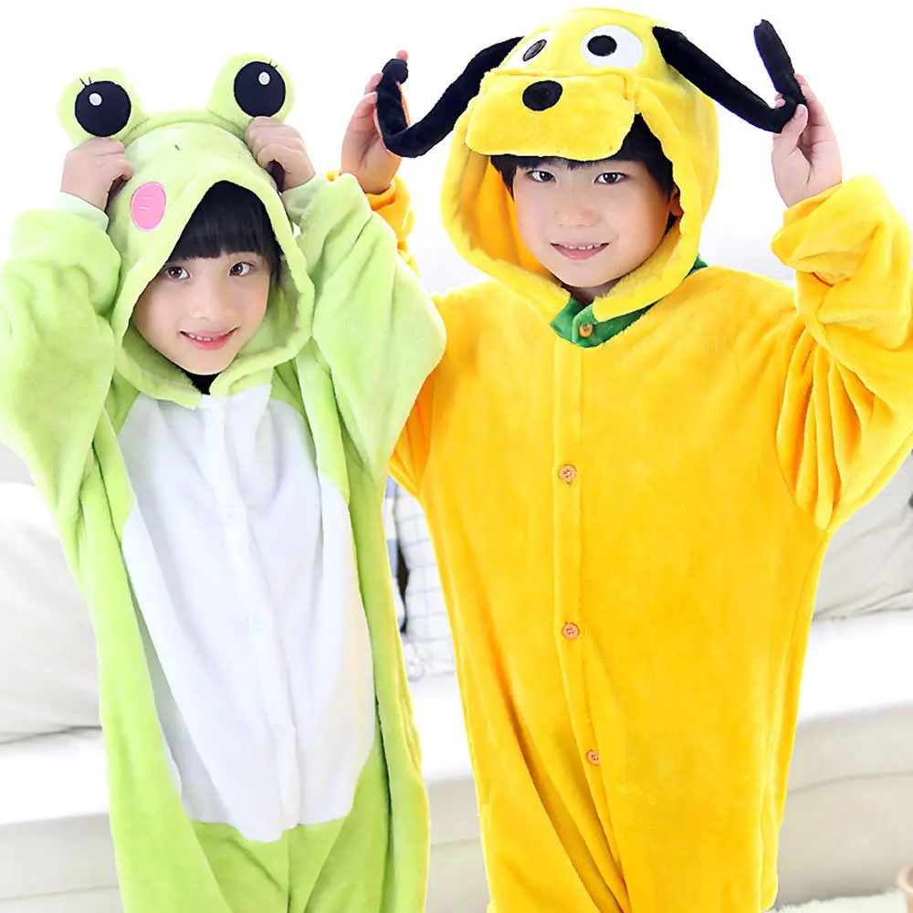 

Children Pajamas yellow frog baby girl boy clothes dog jumpsuit kids Cartoon Sleepwear pyjama enfant Warm pijama infantil perro