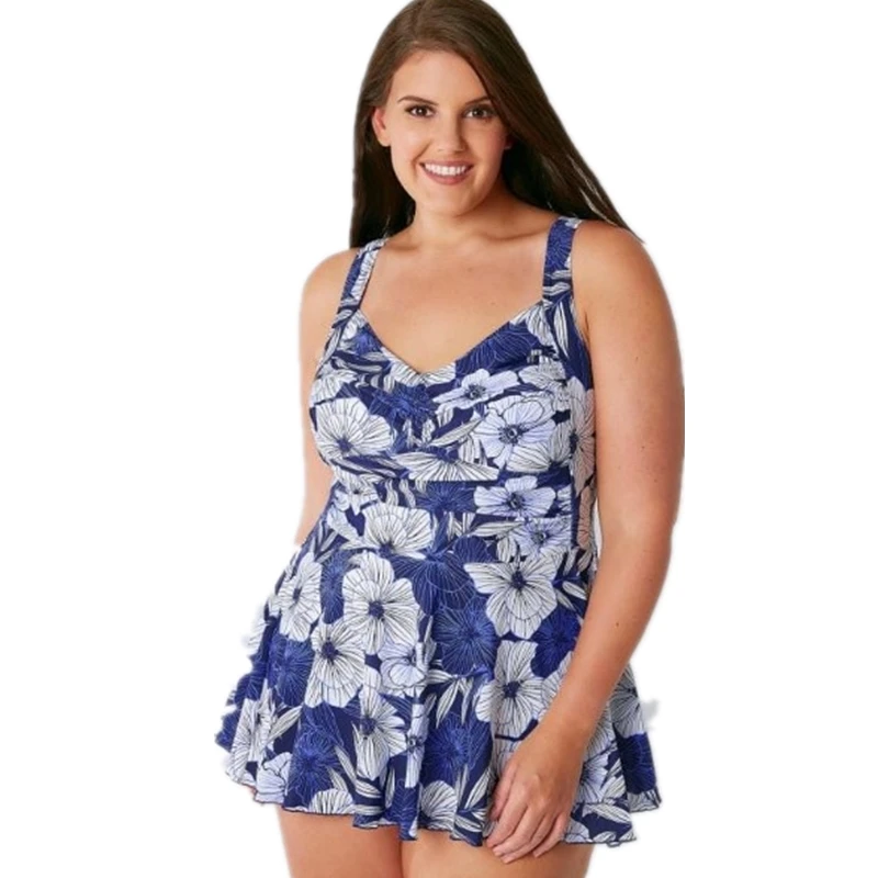 

Plus Size Skirt Swimwear Women One Piece Swimsuit Skirt Floral Beachwear Bathing Suit Swimwear Dress Female Swimming Suit 4XL