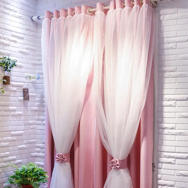 Nordic Ins Modern Tulle+Black Out Double Curtains Priceness house High Black Out Blinds Window Curtains For Livingroom