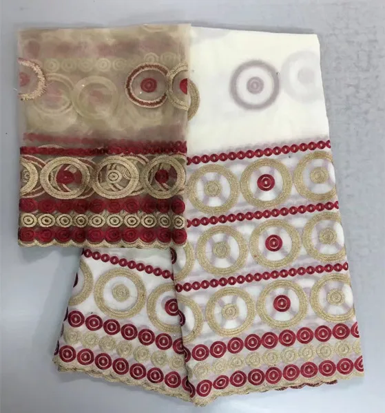 

New coming embroidery Swiss voile lace cotton lace fabric matching with 2yards French net lace cloth CCN33 (5Y+2Y)