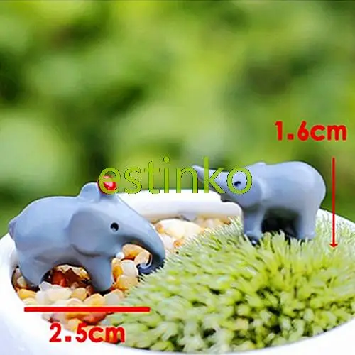 Micro Landscape Crafts Cute Elephant 2pcs/set Resin Mini Ornament Scenery Garden Bonsai Accessories for Flower Pot Decoration