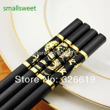 

5 pairs chopsticks PPS fiber glass black stick quality gold or silver japanese style alloy chopsticks