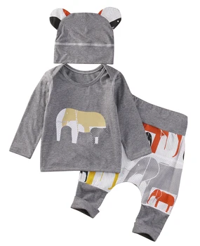 

Toddler Baby Boys Girl Knit Clothes Tops Hoodie +Long Pants Hat Outfits Set 3pcs